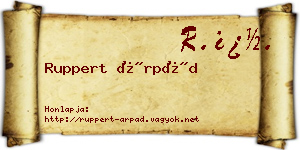 Ruppert Árpád névjegykártya